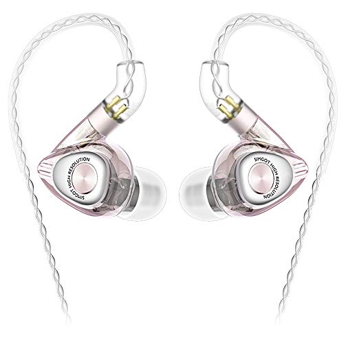 Creative Product SIMGOT EM2 High-Res in-Ear Monitor Headphones with 1BA+1DD Hybrid Balanced Armature Driver, Noise-Isolating IEM Earphones with Detachable Cable, Professional Musician Headset with HiFi Earbuds (Pink)
