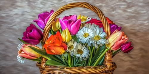 Peinture Diamond Panier de Fleurs Kit Point Croix Cristal Relatant 5D