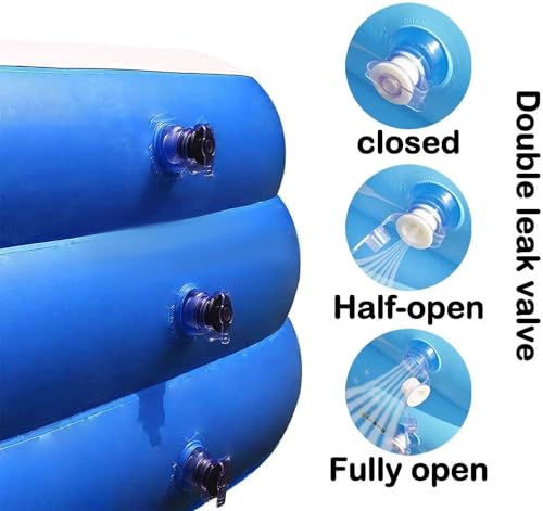 Image of Rectangular Inflatable Swimming Pool for Kids with Electric Pump, Duck Family Toy & Beach Ball, 3 Ring Striped Design, Outdoor Summer Water Party Bath tub,Blue (210 x 150 x 60 cm, 7 Feet)