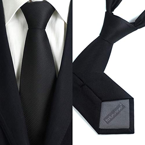Fortunatever Mens Solid Neckties,Black Tie For Men With Gift Box,58"×3.35" #TOP2