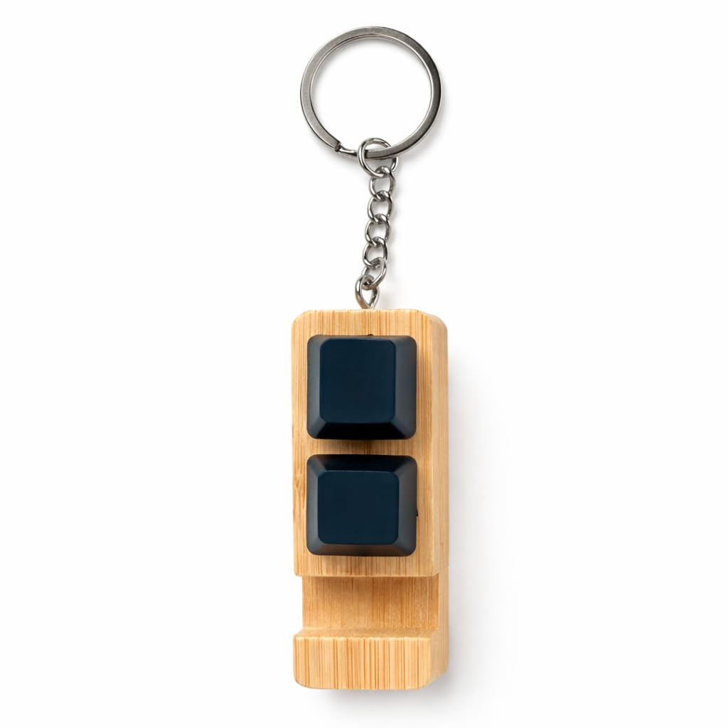 Giftana 3-in-1 Bamboo Keychain Mobile Stand | Portable Phone Holder with Click Buttons | Wooden Mini Desk Stand Key Ring | Compact Travel Stand for Smartphones-image-10