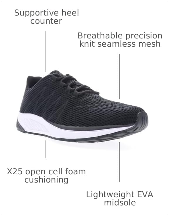 Image of Propet Mens Tour Knit Lace Up Sneakers Shoes Casual - Black