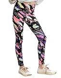 SOFTMILK High Waist Girls Leggings 4-11Y, Color Square Slim Yoga Leggings Ankle Length Elastic Pants for Kids Outdoor Fashion Sports (US, Age, 10 Years, 11 Years, Color Square)