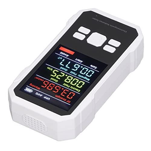 Electromagnetic Radiation Detector, Handheld Easy RF Radiation Tester with 3Pcs Battery for Home Appliances (White)