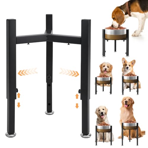 Supporto alzato per cani, mangiatoia per cani in metallo, 4 altezze regolabili da 18 a 27 cm e larghezza da 20 a 37 cm, supporto rialzato per cani di taglia piccola, media e grande