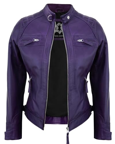 Leather Jackets For Women - Quilted Cafe Racer Style Real Lambskin Womens Leather Jacket2