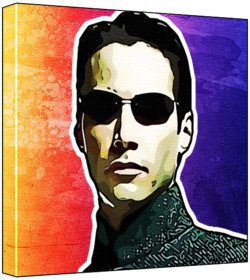 Hardcover Keanu Reeves - Pop Art Print (Multicolour; Grungy Paint Background) 50 x 50 x 2 cm Large Square Deep Box Canvas Book