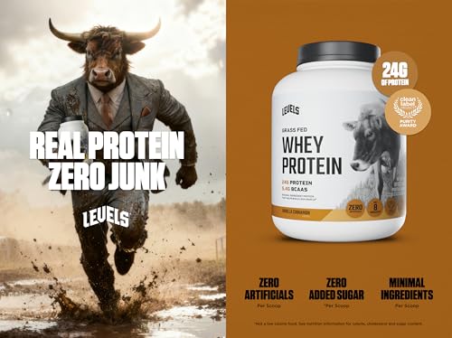 Image of Levels Grass Fed Whey Protein Powder, No Artificials, 24G of Protein, Vanilla Cinnamon, 5LB