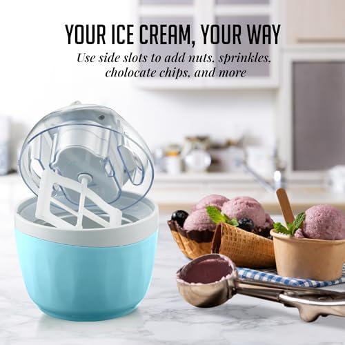 Miniatura 7 de OVENTE Máquina eléctrica de helados con tapa de fácil bloqueo, cuenco congelador de 1 cuarto de galón para yogur congelado saludable y casero,