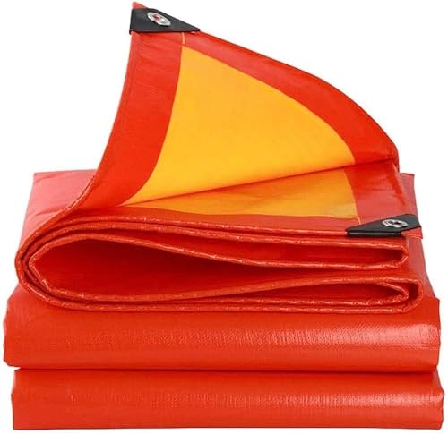 Image of Tarpaulin Sheet Waterproof Tirpal 160 GSM (9 x 12 Feet) Multipurpose Plastic Cover Tharpai for Truck, Home Roof, Rain (Orange /Yellow) (9X12 Orange TARPAULINE)