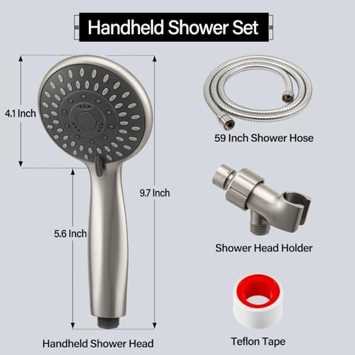 Briout Shower Head With Handheld, 5-Settings Showerhead High Pressure Powerful Water Spray Shower Head Set With 59 Inch Stainless Steel Hose And Bracket thumb #5