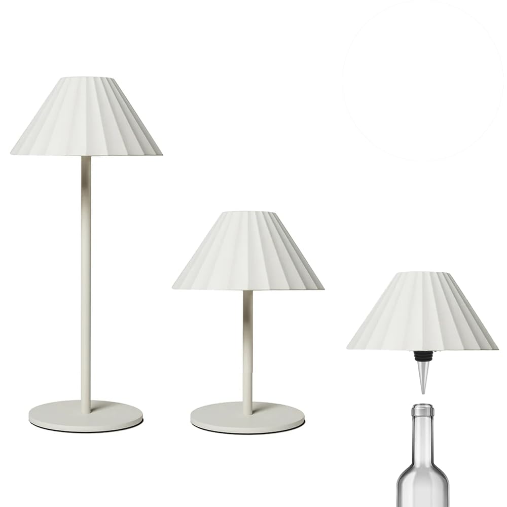 Wiby Lampada da Tavolo Ricaricabile LED Senza Fili, Lampada Bottiglia，Altezza Regolabile，Tre Temperature Colore Regolabili Lamp, per Sala da Pranzo,Camera da Letto,All'aperto，Batteria 1800mAh(Bianco)