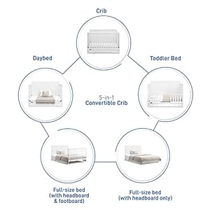Graco Asheville 5 in 1 Convertible Crib with Drawer White–GREENGUARD Gold Certified Crib with Drawer Combo Full Size Nursery Storage Drawer Converts to Toddler Bed Daybed and Full Size Bed