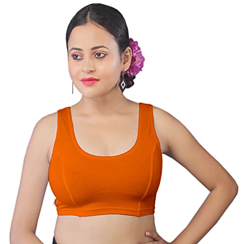 Image of Abhi Cotton Readymade Saree Blouse for Women- Sleeveless, U-Neck, Regular-fit, Stretchable, Pull-on Style