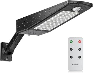 Licwshi 48 LED 4500mAh Solar Light IP65 Waterproof Outdoor Security Black Light with Adjustable Angle Bracket, 120° Motion Sensor Outdoor Light with Remote Control for Garden (Warm White Light-1 Pack)