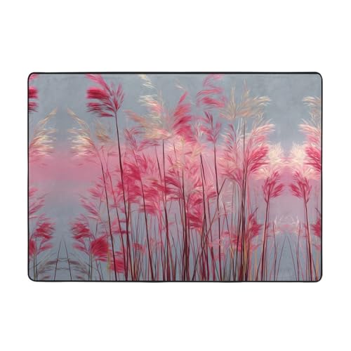 HHGFASD Tappeto con motivo a canne rosa, 203 x 147 cm, per soggiorno, ufficio, tavolino da caffè, letto, balcone, morbido, soffice, assorbe l'acqua, durevole