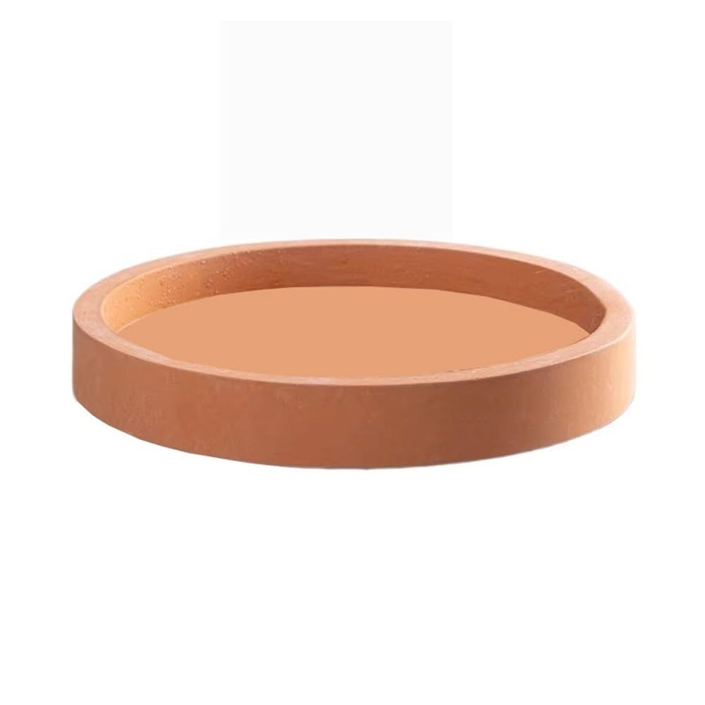 Prettiee plant dish saucer Round Synthetic Resin Plant Drip Tray, Imitation Cement Pallet for Home Garden Patio (XX_Large)