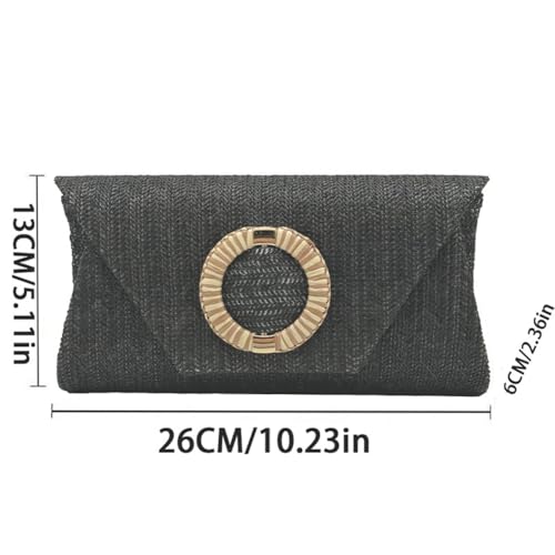 Rungion Straw Clutch Purses for Women Small Envelope Pouch Crossbody Shoulder Bag Chian Handbags Summer Woven Beach Bag 20252