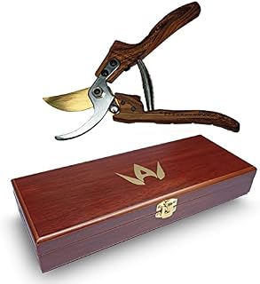 AW-Earth® Professional Garden Secateurs  Steel & High Density Carbon Alloy  Ø 2,5 cm Branch Cutter  Garden Shears with Imitation Wood Handles  Free Wooden case
