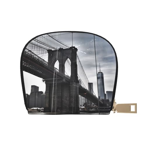 Brooklyn Bridge Printed Card Wallet for Women Men Cute Zipper Card Cases Holder Mini Coin Purse with 12 Card Slots