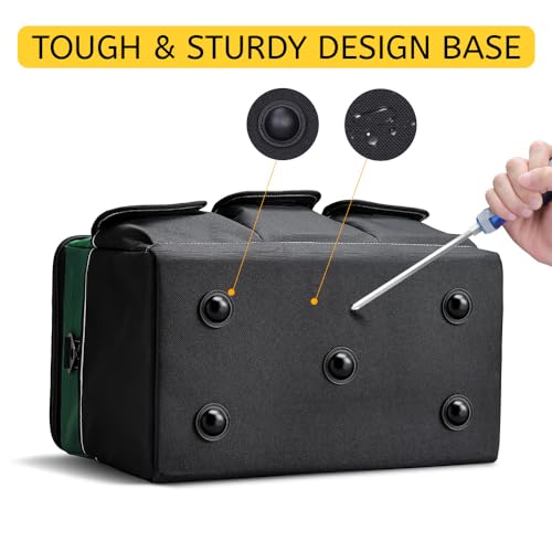 WINHUNT Tool Bag, 19-inch Wide Mouth Tool Organisers, 600 Denier with 6 Interior 8 Exterior Pockets Large Tool Bag for Home DIY & Equipment Storage, Green and Black (19 inch) - Image 4