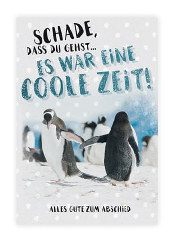 KE - Abschiedkarte für Arbeitskollegen/Kollege/Kollegin, mit Umschlag, DIN B6, Karte/Geschenk zum Abschied, Auf Wiedersehen Karte, Motiv: Pinguin