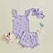 Partclots Infant Baby Newborn Girl Summer Outfit Sleeveless Ruffle Flower/bow/Butterfly Print Top Hairband 3Pcs Shorts Set (Purple, 12-18 Months)