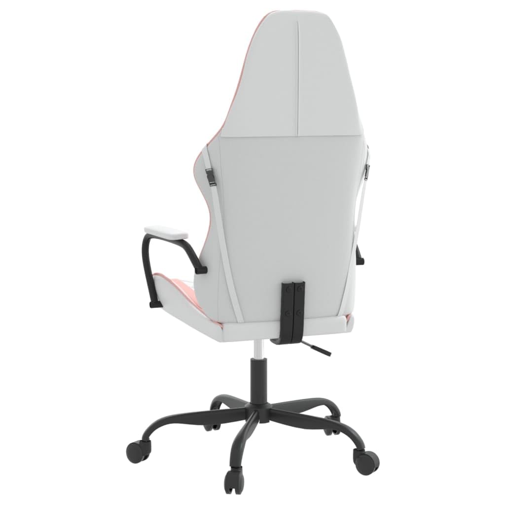 Gaming-Stuhl Weiß Rosa Kunstleder Ergonomisch Drehbar Höhenverstellbar Komfortabler Bürostuhl Mit Armlehnen und Wippfunktion Für Homeoffice Jugend Zimmer PC Esport