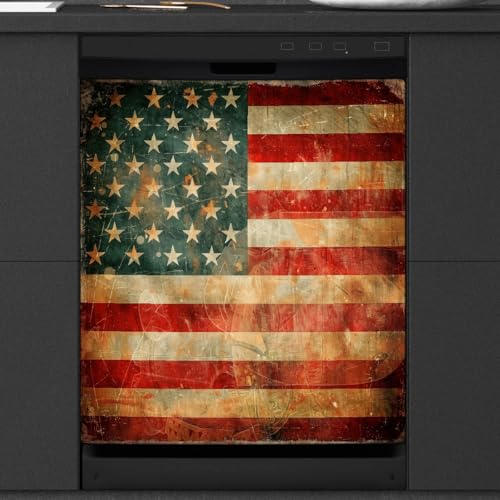 Cubierta magnética para lavavajillas Mexpekil vintage con bandera americana de 53x66 cm