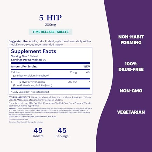 Natrol 5-HTP 200 mg Time Release, Helps Support a Balanced Mood, 30 Tablets - image 5