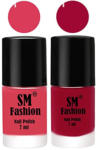 Image of Long Lasting Nail Polish | Nail Paint Combo 7 ml Each) - Set of 2 Rose-Pure Wine