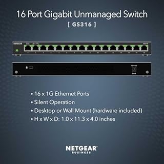 NETGEAR Switch Gigabit a 16 porte, Switch Ethernet GS316 - Montaggio desktop o a parete e garanzia limitata a vita