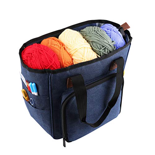 KOKNIT Knitting & Crochet Bag, Hand Tote Bag for Yarn Storage Organizer, Carrying Project with Pockets for Crochet Hooks,Knitting Needles and Accessories (No Accessories Included) - Thumbnail 4