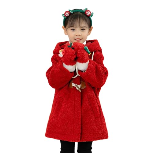 Kids Girls Fleece Button Hooded Coat Solid Color Ear Shape Jacket with Pockets Gloves Toddler Girls Cute Comfy Clothes4