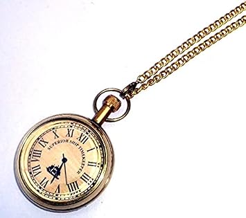 Golden Antique Brass Pocket Watch Vintage Nautical Clock with Chain Dial Size :2 inch