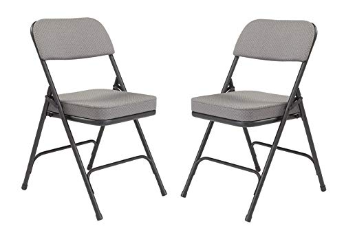 Buy 1 get 1 National Public Seating 3200 Series Steel Frame Upholstered Premium Fabric Seat and Back Folding Chair with Double Brace, 300 lbs Capacity, Charcoal Gray/Black (Carton of 2)