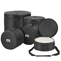 VEVOR 5-teiliges Schlagzeugtaschen-Set, 1680D Oxford-Gewebe, gepolstert mit 1,5 m abnehmbarem Schultergurt, Tragegriffen, für 55,88 cm Kick, 30,48 cm Tom, 33,02 cm Tom, 40,64 cm Tom, 35,56 cm Snar