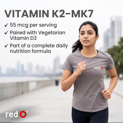 Image of redO Joint Support With K2 Tablets for Men and Women | Vegetarian Calcium 500 mg & Vitamin D3 600 IU | Bone Health, Muscle Strength & Joint Supplement | Pack of 30