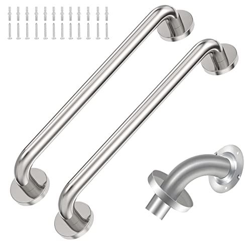 2 Pack Grab Bars for Bathroom 18 Inch Chrome Stainless Steel Shower Grab Bar Concealed Screw Balance Assist Safety Bath Handrail 500lbs Support Shower Handle for Handicap Elderly Injury