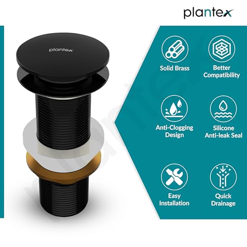 Image of Plantex Waste Coupling for Wash Basin /Pure Brass 5 inch Drain Out let System Full Thread Pop up Coupling for Wash Basin Accessories (Matt Black - Pack of 1)