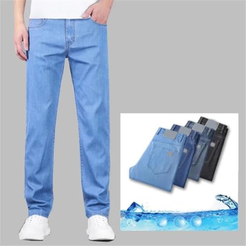 Men's Lyocell Jeans Thin Stretch Straight Leg Business Casual Denim Pants Loose Fit Cotton Trousers2