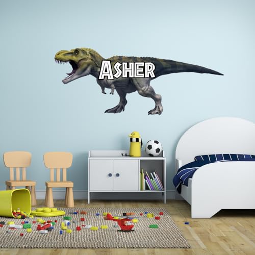 Vinilo decorativo de pared T-Rex personalizado para niños miniatura 5