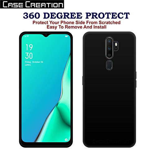 Image of Case Creation for Oppo A9 2020 Back case, Oppo A9 2020 Slim Flexible Smart Look case with 360 Camera All Angle Protection (Pure Black)
