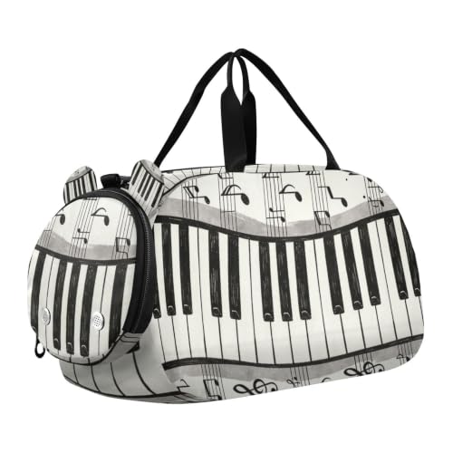 Bolsa de lona para deportes y playa que separa tus zapatos con diseño de piano