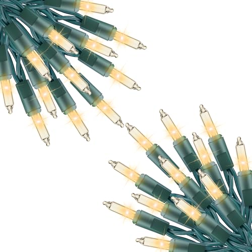Image of Minetom Clear Christmas Lights 200 Count 40 Feet Bulb Mini Lights, Waterproof String Light for Indoor Xmas Tree Garland Birthday Wedding Decoration, Green Wire