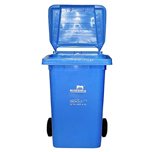 Image of Nilkamal Dustbin | 240L Pack of 2 | Blue Plastic Rectangular Outdoor Dustbin with Wheels & Lid