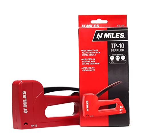 Image of MILES Plastic TP-10 Gun Tracker | 2000 pcs 23 /8 Stainless Steel Staple Pins | Red Color | Combo | Office | Hardware | Industry Professional Use | Sofa Car Seat Stapler