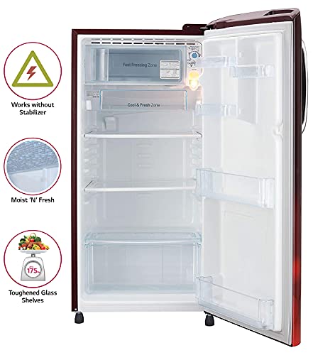 Image of LG 190 L 4 Star Inverter Direct-Cool Single Door Refrigerator (GL-B201ASCY, Fastest Ice Making, Scarlet Charm)
