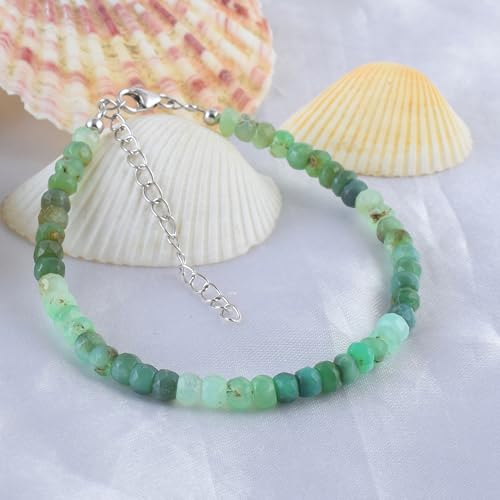 3-4MM Chrysoprase Bracelet – Natural Gemstone Beads Bracelet – Handmade 925 Sterling Silver Jewelry – Birthday Gift for Her4