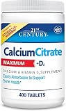 21st Century Calcium Citrate + D3, 400 Tablets Per Bottle (2 Pack)